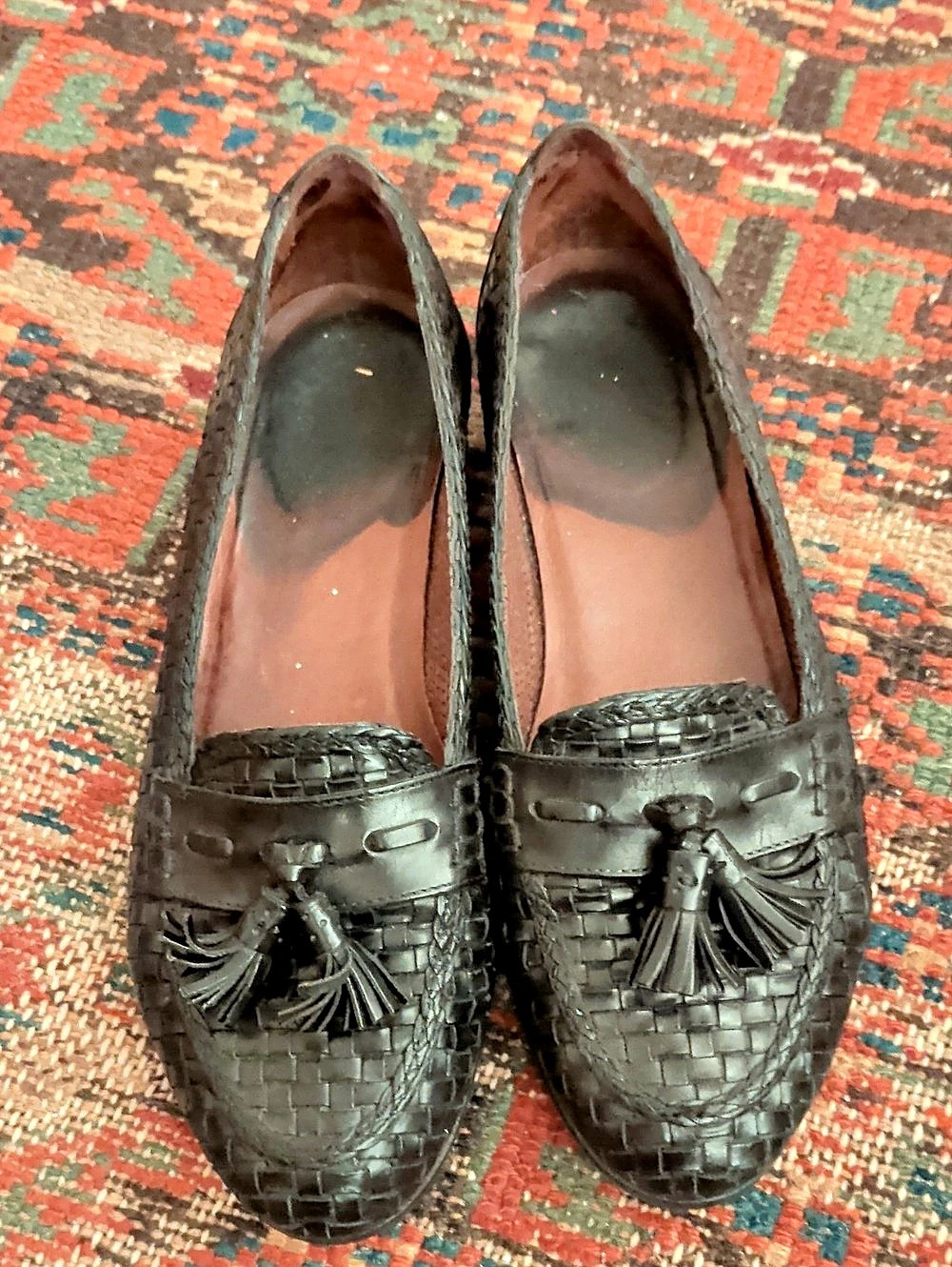 Cole Haan Black Woven Tassel Moccasins US 7